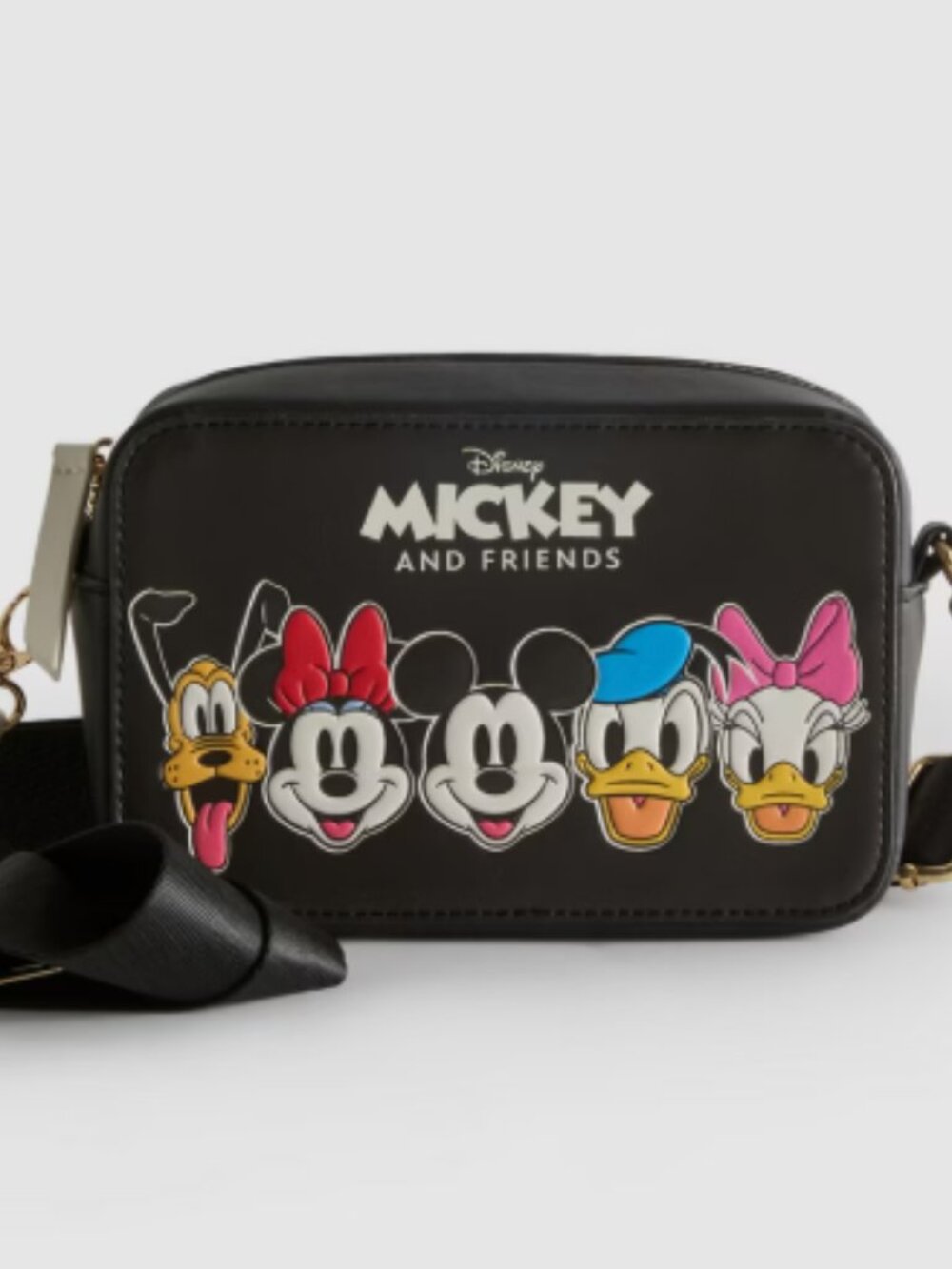 Disney Mickey and Friends Crossbody Bag Black Purse Daisy Minnie Donald Pluto